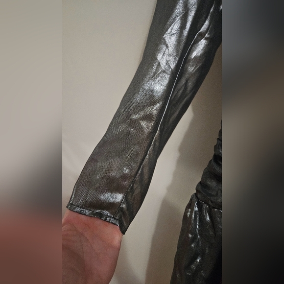 Bar Ill Women's Metallic Lamé Blouson Mini Dress silver. Size small - Picture 11 of 13